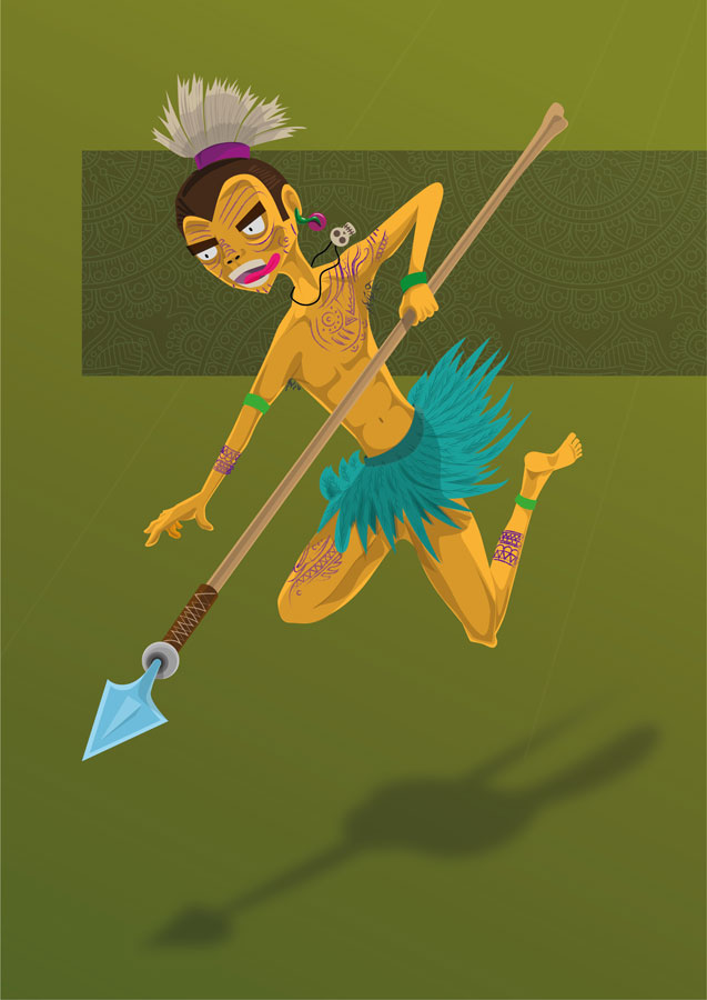 Aztec warrior illustration